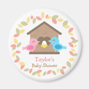 Süße Vogelhaus-Blatt-Girlande Baby Shower Magnet