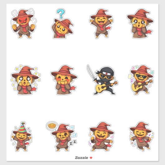 Süße Vogelscheuchen-Emoji-Sticker-Packung Aufkleber (Blatt)