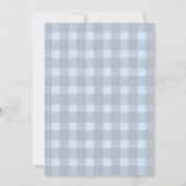 Süße, vornehme blaue Schleife und Gingham-Mädchen- Einladung (Rückseite)