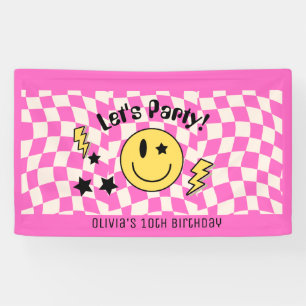 Süße Vornehme Y2K Hot Pink Retro Geburtstagsbanner Banner