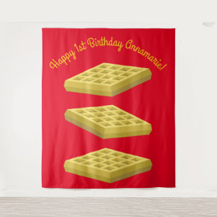 Süße Waffel Geburtstagsfeier zum Frühstück Wandteppich