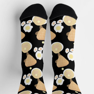 Süße Waffeln Pfannkuchen Eier Frühstücksbuffet Par Socken