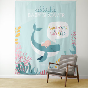 Süße Wal-Baby-Party-Tapete Wandteppich