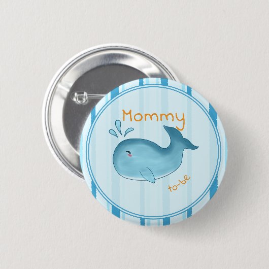 Süße Wal Baby Shower werdende Mutter Button (Vorne & Hinten)