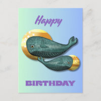 Süße Wal-Happy-Birthday-Karte Ozean