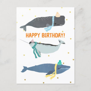 Süße Wal-Schals Winter Kinder Geburtstag Postkarte