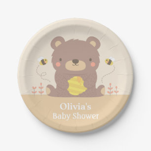 Süße Wald-Bärchen- und Bienen-Baby-Shower-Artikel Pappteller