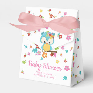 Süße Wald-Eule und Blumen Baby Mädchen Baby-Party Geschenkschachtel