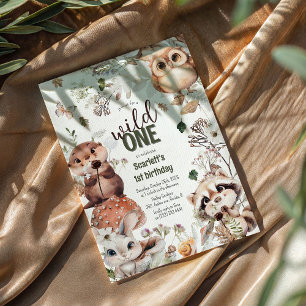 Süße Wald Freunde Wild One 1. Geburtstag Einladung
