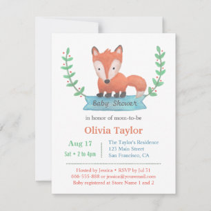 Süße Wald-Fuchs-Baby-Einladungskarten Einladung