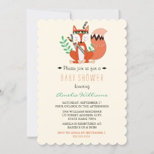 Süße Wald-Fuchs-Baby-Shower-Einladung Einladung