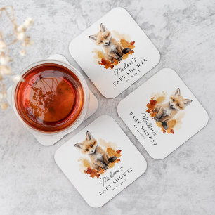 Süße Wald-Fuchs-Herbst-Baby-Party Rechteckiger Pappuntersetzer