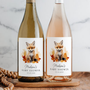 Süße Wald-Fuchs-Herbst-Baby-Party Weinetikett