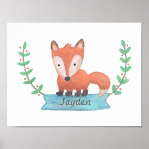 Süße Wald-Fuchs-Zeichnung Baby-Nursery-Raum-Dekor Poster