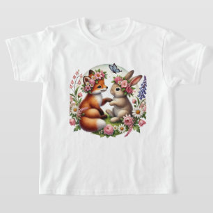 Süße Wald-Hasen-Fuchs-Mädchen T-Shirt