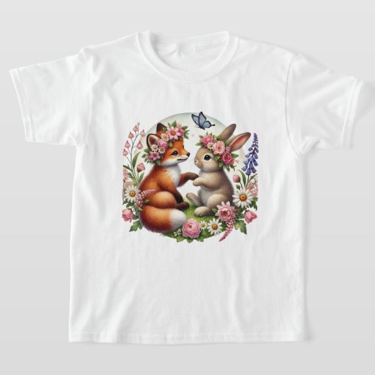 Süße Wald-Hasen-Fuchs-Mädchen T-Shirt (Ablage )