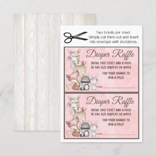 Süße Wald-Mädchen-Windeln-Raffle-Einlage Einladung