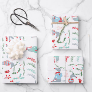 Süße Wald-Rentiere Weihnachten  Geschenkpapier Set