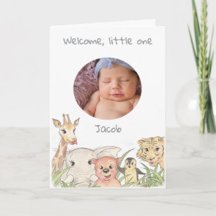 Süße Wald-Safari-Baby-Fotoankündigung   Karte