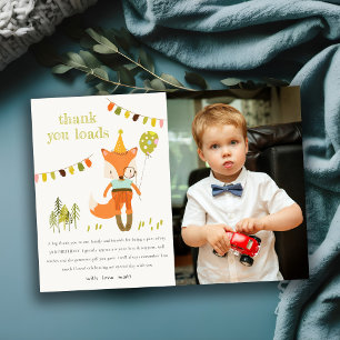 Süße Wald-Spaß-Party-Fuchs-Kinder-Geburtstagsfoto Dankeskarte