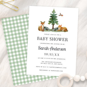 Süße Wald-Wasserfarbe Neutrale Babyparty Einladung