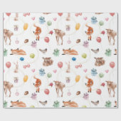 Süße Wald-Wasserfarben-Party-Tiere Geschenkpapier (Flach)