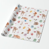 Süße Wald-Wasserfarben-Party-Tiere Geschenkpapier (Ungerollt)