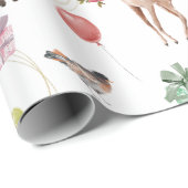 Süße Wald-Wasserfarben-Party-Tiere Geschenkpapier (Rolleneckpunkt)