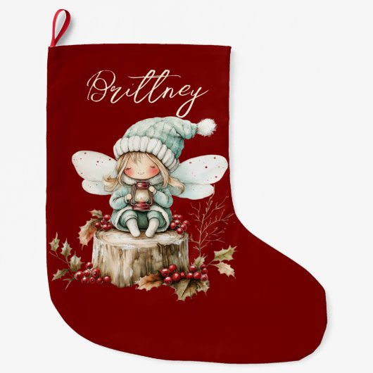Süße Wald-Weihnachtsfee Großer Weihnachtsstrumpf (Vorderseite)