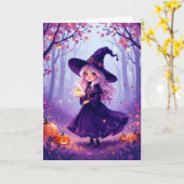 Süße Waldfee Halloween Karte (Gelbe Blume)
