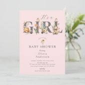 Süße Waldfreunde - ein Mädchen Einladung (Stehend Vorderseite)