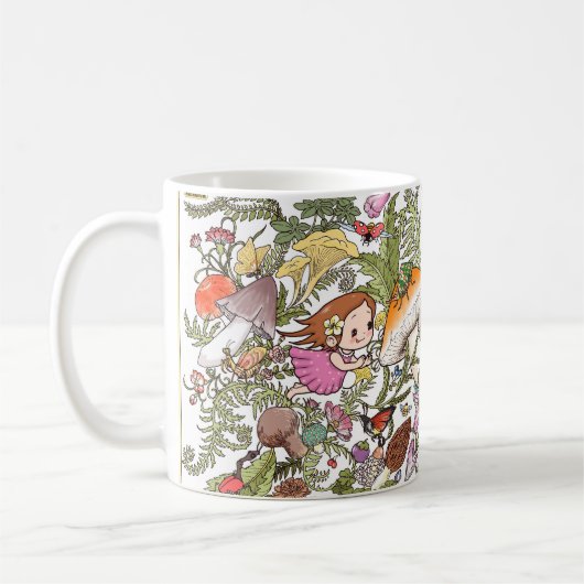 Süße Waldmädchen und Pilze Kaffeetasse (Links)