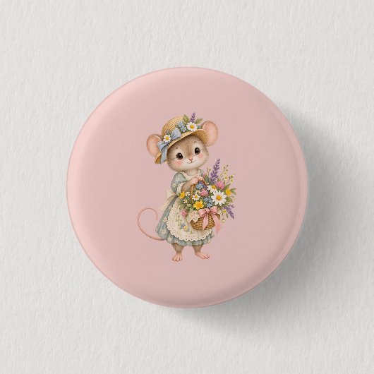 Süße Waldmaus – Europäisches Cottage Button (Vorderseite)