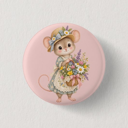 Süße Waldmaus – Illustration für den europäischen Button (Vorderseite)