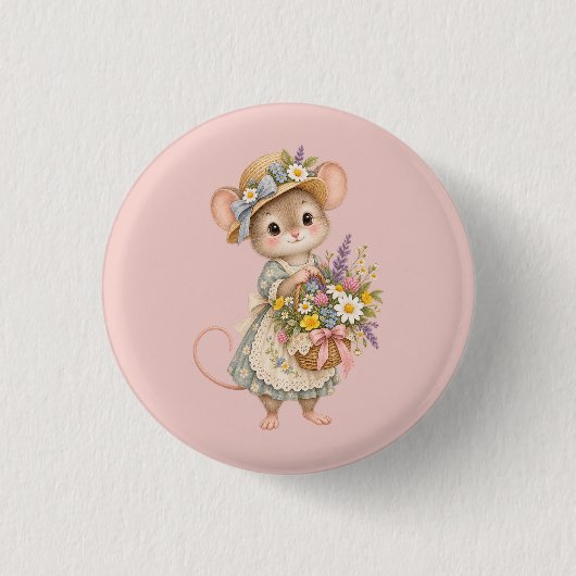 Süße Waldmaus – Illustration für den europäischen Button (Vorderseite)