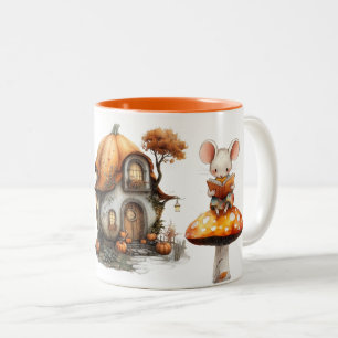 Süße Waldmaus- und Pilzhütten-Tasse – Whims Zweifarbige Tasse