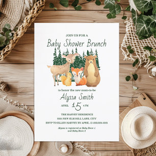 Süße Waldtier-Freunde Baby Shower Brunch Einladung
