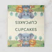 Süße Waldtier-Geburtstagscupcakes Platzkarte (Außenseite Aufgefaltet)