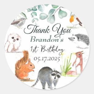 Süße Waldtiere 1. Geburtstag Wilde Eins  Runder Aufkleber