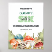 Süße Waldtiere 6. Geburtstagsfeier Willkommen Poster (Vorne)