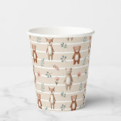 Süße Waldtiere- Aquarell- Muster- beige Pappbecher (Rückseite)