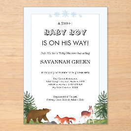 Süße Waldtiere Baby Boy Shower Design Acryleinladungen