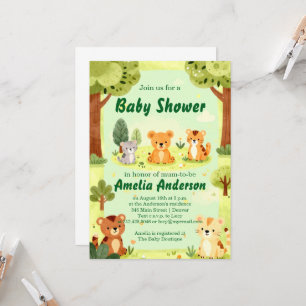 Süße Waldtiere Baby Shower Einladung
