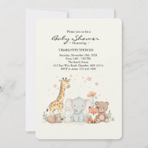 Süße Waldtiere Baby Shower Einladung