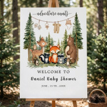 Süße Waldtiere - Baby Shower Willkommen