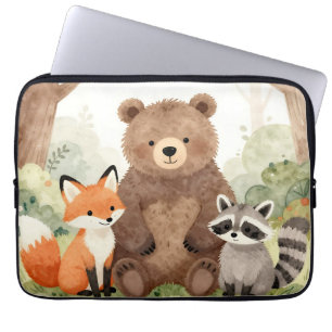 Süße Waldtiere Bär Fuchs Waschbär Wasserfarbe Laptopschutzhülle