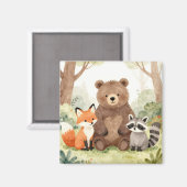 Süße Waldtiere Bär Fuchs Waschbär Wasserfarbe Magnet (Vorderseite/Rückseite)