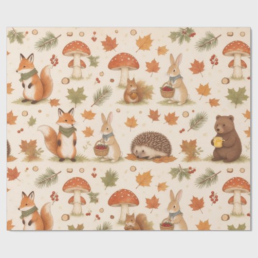 Süße Waldtiere Geschenkpapier (Flach)