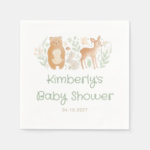 Süße Waldtiere Geschlechtsneutrale Babyparty Serviette