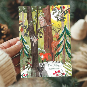 Süße Waldtiere grüner Wald Weihnachten
